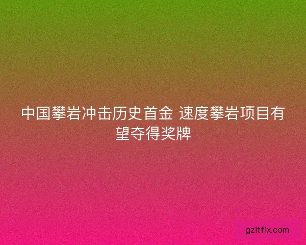 中国攀岩冲击历史首金 速度攀岩项目有望夺得奖牌
